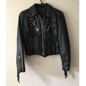 Vintage Leather + Snake Skin jacket with fringe